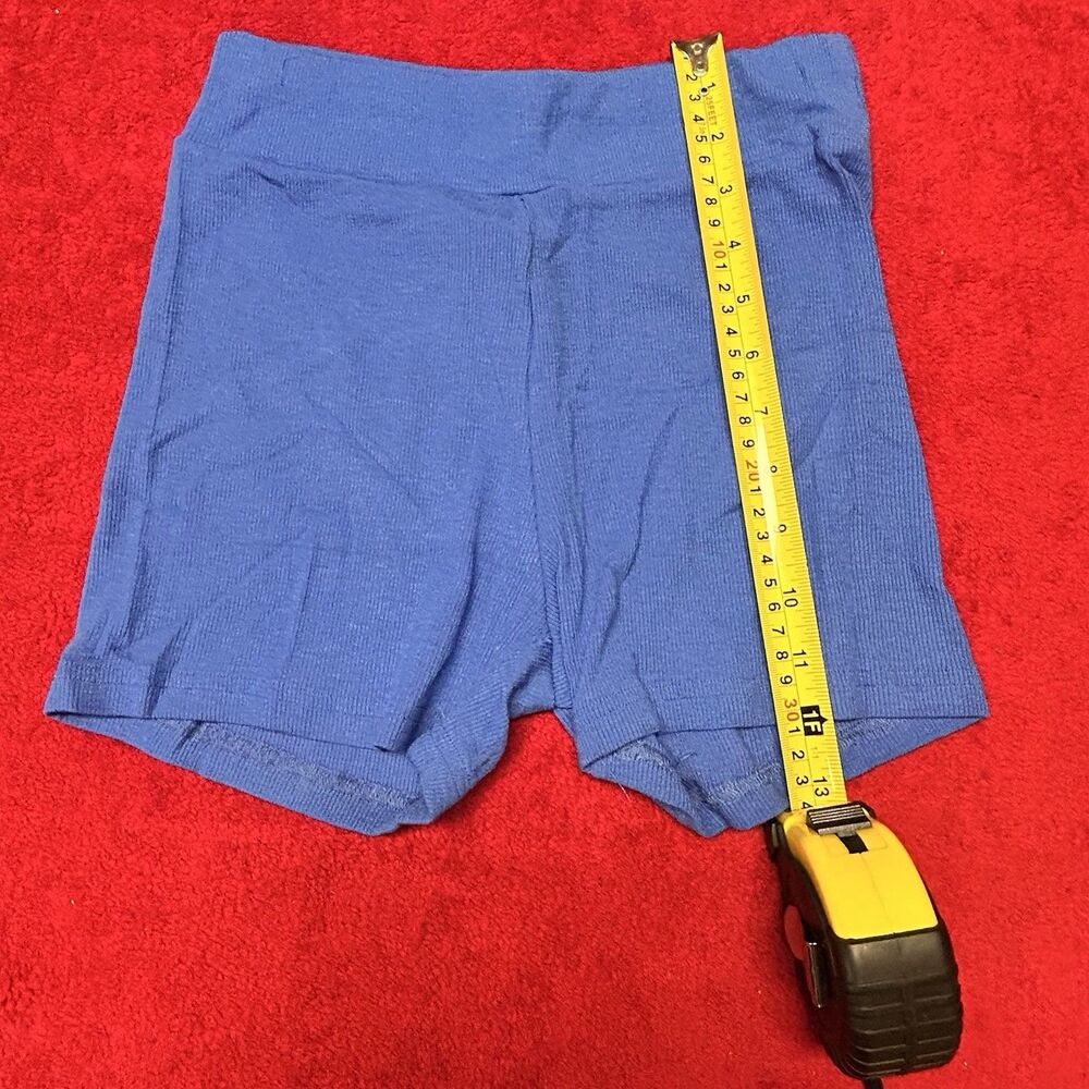 Blue Ribbed Lounge Set Crop Tank Shorts Co Ord XS - Picture 7 of 9